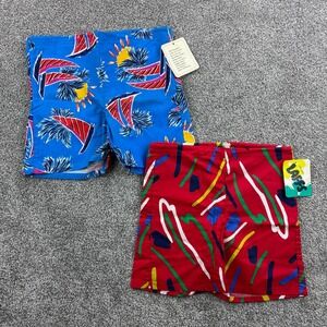 NWT Vintage 60s Laffs Shorts Kids Medium Cotton Colorful Beach Deadstock